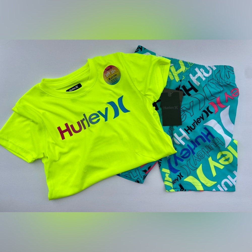Hurley Swim Shirt and Trunks size 6 Boys New With Tags